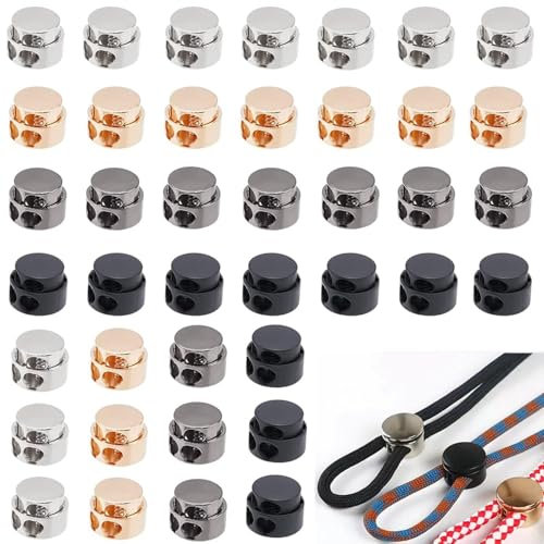 Kordelstopper 2 Loch, Metall Cord Locks 40 Stück, Doppelloch Kordelklemme, Set Kordelstopper, Kordelenden, Kordelstopper Metall, Metalls Kordelklemme, Kordelenden Für Jacken Und Rucksäcke(4 Farben)