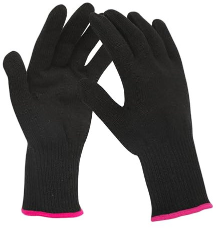 Dimeho 1 par de guantes profesionales resistentes al calor para peinar el cabello, reutilizables, guantes de protección contra el calor para plancha de pelo, planchas y rizadores (rojo rosa)