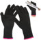 Dimeho 1 par de guantes profesionales resistentes al calor para peinar el cabello, reutilizables, guantes de protección contra el calor para plancha de pelo, planchas y rizadores (rojo rosa)