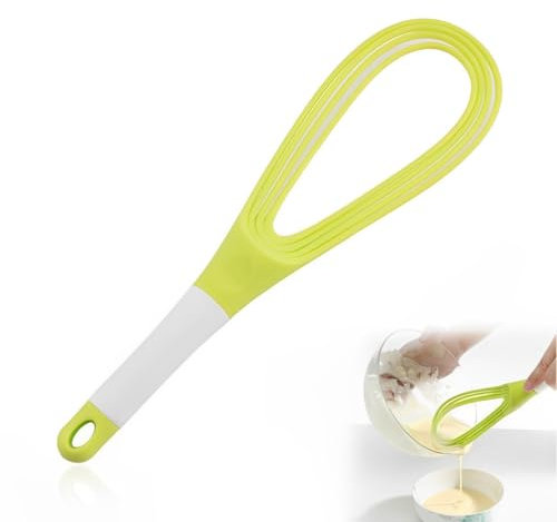 Fouet Cuisine Inox Professionnel, Twist Whisk, fouet plat et fouet ballon, Convient aux ustensiles de cuisine antiadhésifs, Silicone, Fouet pour Mélanger, Remuer la Pâte, Mousser, Fouetter, Vert