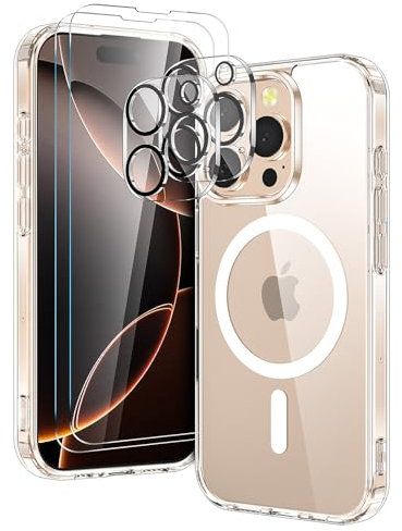 YIRSUR Magnetic Case for iPhone 16 Pro Max with 2 Screen Protector and 2 Camera Lens Protector, [Compatible with Mag-Safe] PC Hard Soft TPU Shockproof Anti-Scratch 16 Pro Max Clear Phone Cover