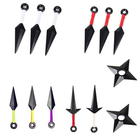 HUAQIANGWS Leaf Village Ninja Kunai Waffenpack-Set ist geeignet für Ninja-Rollenspiel-Kostüme und Requisiten (13er-Pack), Schwarz, Schwarz, Large