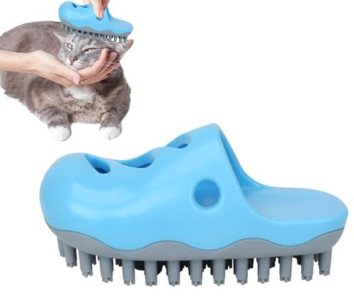 Hundeshampoobürste, Hundebadebürste - Einzigartige Slipper-förmige Hundewaschbürste - Bademassagebürste für Haustiere, weiche Pflaumenblütenborsten, Badezubehör für lang- und kurzhaarige Hunde und Kat