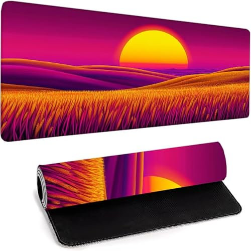 Grand Tapis De Souris De Jeu (1200 x 600 x 3mm) Base en Caoutchouc Naturel Antidérapant Durable, Tapis De Clavier Lavable, Tapis De Bureau pour Gamer, Bureau Grand Tapis De Souris Rose Paysage C-Q