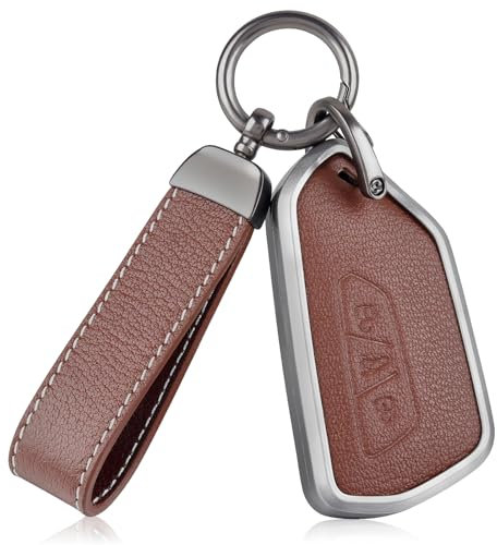 OFF WE GO Autoschlüssel Hülle Leder Schlüsselhülle Cover für VW Golf 8/7/5/R/MK8 Cupra Born Formentor Seat Leon Ateca Tarraco Skoda Octavia Schutz Gehäuse mit Schlüsselanhänger Schlüsselcover, Braun