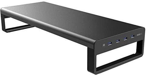 Laptopständer Smart Base Aluminiumlegierungs-Computer-Laptop-Basisständer mit USB HUB 3.0 Port Organizador Adaptermonitor Pc. Notizbuch Laptopständer Höhenverstellbar Schwarz(A)