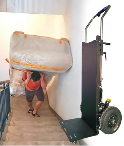 GESAIDES Carrello Elettrico per Salire Le Scale, Carrello per Traslochi, capacità 400 kg, Resistente, con Maniglia Pieghevole, Ruote e Freni