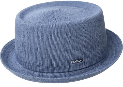 Kangol Mowbray Pork Pie Stoffhut Sommerhut Musikerhut Trendhut Bambushut Herren - Sommer Frühling-Sommer - M (56-57 cm) blau