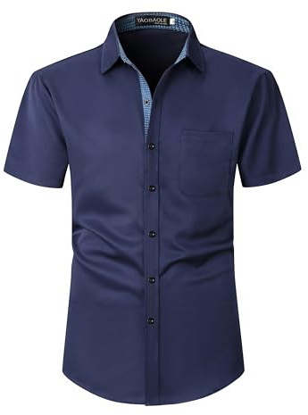 YAOBAOLE Chemise Homme Mariage Manches Courtes Chemises Hommes Habillées Regular Fit Casual Business Formelle avec Poche