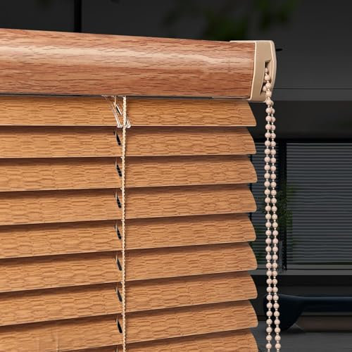 SAOGERUL Persiane veneziane Effetto Legno Finto, persiane in Metallo Alluminio, Facili da Montare, persiane Impermeabili per la Privacy, per casa, Ufficio, (140 cm x 240 cm (55 Pollici x 95 Pollici)