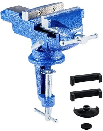CROWNSHOP Bench Vice 360° Swivel Base Vices forWorkbench Portable Universal Workshop Clamp Adjustable Mini Table Bench Vice Clamp for Workshop Factory (80mm)