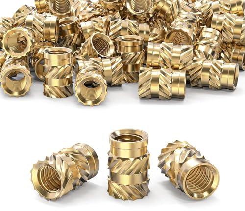 M6 Threaded Inserts, 30 Pieces M6×10×8 Heat Set Insert for 3D Printing Components and Plastic Parts, Brass Knurled Nuts