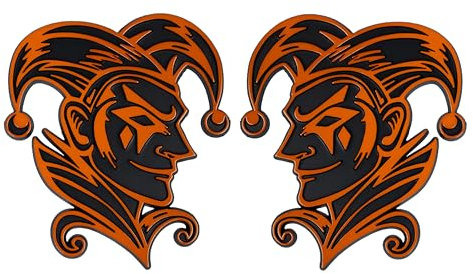 Emblema de Joker 3D Jester Badge – Calcomanía personalizada para coche, camión, SUV – Exterior duradero, maletero, capó, guardabarros (juego de 2) (naranja)