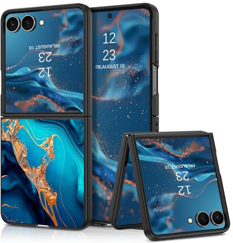 GaoBao für Samsung Galaxy Z Flip 7 Hülle, Handyhülle Z Flip 7 Leuchtet im Dunkeln, PC Rückseite Weiche TPU-Stoßstange Schützende rutschfeste Hülle für Samsung Galaxy Z Flip7 Case, Marmor