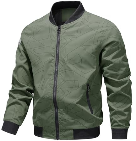 Mymyguoe Men's Bomber Jacket, Long-Sleeved Functional Jacket, Lightweight Autumn Jacket, Sports Jacket, Pilot Jacket, Blouson Jacket, Transition Jacket, Summer Jacket, Casual, Stand-Up Collar Jacket