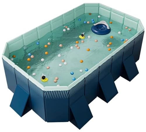 Faltbarer Swimmingpool, Rechteckiger Faltbarer PVC-Pool für Garten und Außenbereich, Übergroßes Familienplanschbecken für Hinterhof-Sommer-Wasserpartys