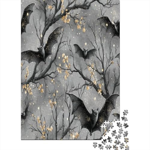 Puzzle 38x26cm/1000pcs pour Adultes Chauve-Souris Noire Lumineuse,pour Femmes Et Hommes,Planche en Bois,Verrouillage De Précision Branche d'arbre