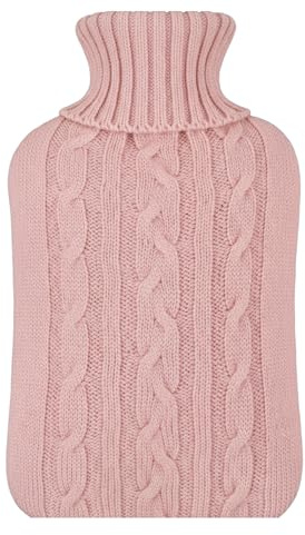 Hot Water Bottle with Knitted Cover – 2L Rubber Hot Water Bag for Hot & Cold Compress | Pain Relief for Neck, Shoulders, Back, Cramps, Feet & Hands | Leakproof & Reusable Warmer (Baby Pink)