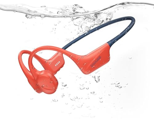 DOOGEE Knochenschall-Kopfhörer, IP68 wasserdichte Sport-Ohrhörer mit Bluetooth 5.4, MP3-Dualmodus, Hautfreundliches Silikon, 32GB Speicher, Open-Ear zum Schwimmen, Laufen, Radfahren
