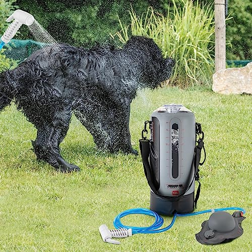 JUDEMII 12L Campingdusche Tragbare Campingdruckdusche, Solardusche Camping mit Wasserpumpe und Duschkopfschlauch für Freien, Camping oder Outdoor-Abenteuern.