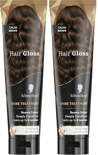 Hair Gloss - Schwarzkopf - Coloration - Soin Brillance - Raviveur de couleur - Démêle instantanément - Coloration Temporaire - Huile de Coco Nourissante - Châtain Chocolat - 150ml (Lot de 2)