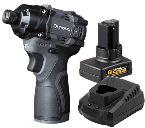 Durofix G12 Sub Compact Impact Driver 1/4 Hex, Brushless Cordless 170Nm Max Torque, 3300RPM, Tool Kit with 1x 4.0Ah Battery and Charger | RI12185-PM