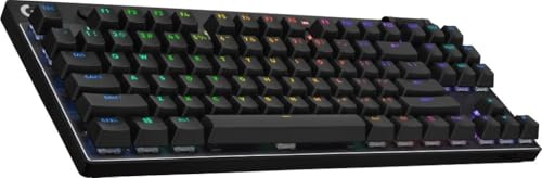 Logitech G Pro X TKL Lightspeed - Tastiera da gioco wireless senza sezione numerica, RGB LIGHTSYNC, interruttori tattili (GX Blue Clicky), QWERTY US internazionale, nero