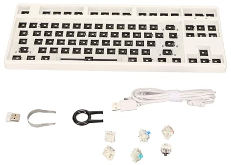Cryfokt DIY-Kit für Mechanische RGB-Tastatur mit 87 Tasten, Hot-Swap-fähiges Barebone aus Aluminiumlegierung mit TKL-Layout und SMD-LED für Gaming (White)