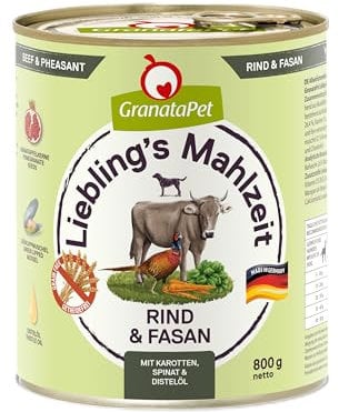 GranataPet Liebling's Mahlzeit Rind & Fasan, Nassfutter für Hunde, Hundefutter ohne Getreide & ohne Zuckerzusätze, Alleinfuttermittel, 6 x 800 g