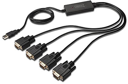 DIGITUS USB auf 4x Seriell Adapter - RS232 Konverter - USB 2.0 Typ-A zu 4x DSUB 9M - FTDI Chipsatz - 1.5m Anschlusskabel