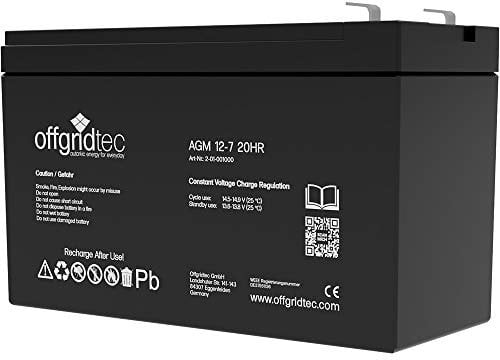 Offgridtec 7 Ah C 10 AGM Batterie solaire pour applications cyclique, 2–01–001000