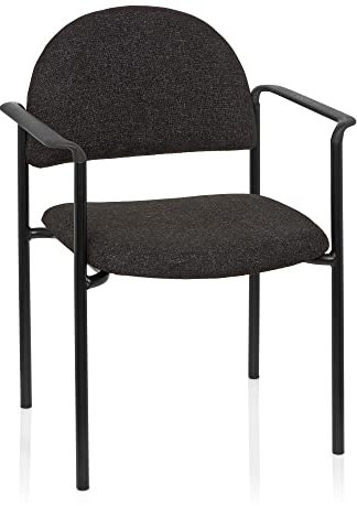 hjh OFFICE 704331 Besucherstuhl XT 700 Grau Konferenzstuhl Vierfußstuhl Stapelstuhl gepolstert mit Armlehnen, stapelbar