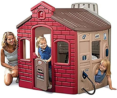 Little Tikes - Tikes Stadtspielhaus - Outdoor Spielset - Vier Spielbereiche - Inklusive Basketballkorb, Tor und mehr - Fördert fantasievolles & aktives Spielen - ab 18 Monaten bis 5 Jahre - Klassiker