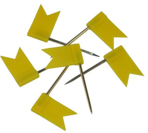 BIG-SAM 30003 - 40 Pinnwandnadeln - Flaggen / Fähnchen - GELB