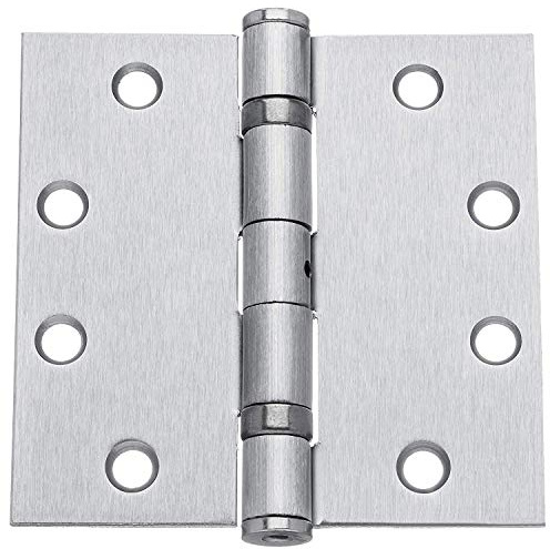 Dynasty Hardware Commercial Grade Ball Bearing Door Hinge 4-1/2 x 4-1/2 Full Mortise Brushed Chrome, Non-Removable Pin - 3- Pack