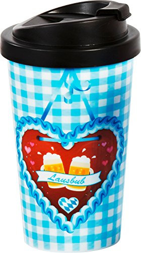 infinite by GEDA LABELS Coffee to go Lausbub Becher, Kunststoff, Blau/Weiß, 9 x 9 x 17 cm