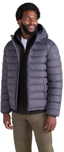 Mountain Warehouse Season Mens Padded Puffer Jacket | Lightweight & Water Resistant Hooded Coat, Tested to -30C, Insulated to keep Warm, Ideal for Winter, Light Rain, Walking