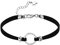 Epinki Damen Choker (Verstellbar), Doppel Halskette Gliederkette Samt O-Ring Form Anhänger Gothic Halsband Silber Schwarz mit Zirkonia, 30+8 cm