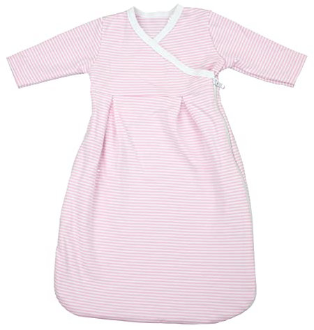 TupTam Langarm Innenschlafsack – Baby Schlafsack mit Ärmeln, Ganzjahresschlafsack aus Baumwoll-Jersey – Unisex, Farbe: Streifenmuster Rosa, Größe: 86-92