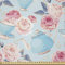 ABAKUHAUS Aqua und Coral Microfaser Stoff als Meterware, Teekannen Rosen, Deko Basteln Polsterstoff Textilien, 2M (230x200cm), Mehrfarbig