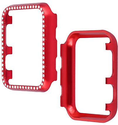 Cover per Apple Watch 4 44mm, Per Apple Watch Cassa 44mm con Diamante, Paraurti Struttura in Lega di Alluminio Glitter Strass Anti-Shock Custodia per Apple Watch Serie 4 44mm (Rosso)