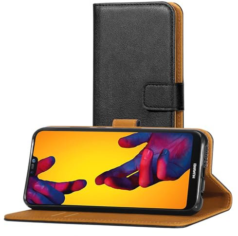 AICEK Cover Compatible Huawei P20 Lite, Portafoglio Custodia per Huawei P20 Lite Case di Pelle Flip Cover Nero (5.84 Pollici)
