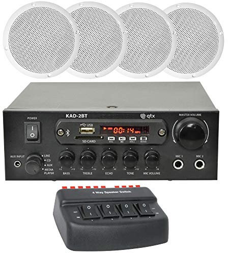 ADCB LTD New Cafe Restaurant Home Bluetooth Amplifier Ceiling Speaker System Kit - 2,4,8 Works With Google Home & Amazon Alexa