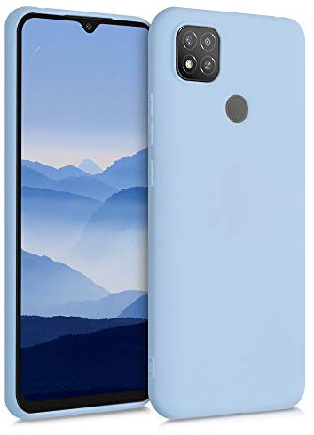 kwmobile Funda para Xiaomi Redmi 9C Carcasa - Ultrafina de TPU y Silicona con Bordes elevados anticaídas - Azul Claro Mate