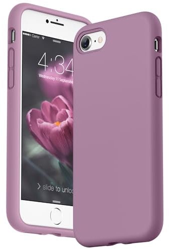 SURPHY Cover Compatibile con iPhone SE 2022 5G, Custodia per iPhone SE 2020, iPhone 8 e iPhone 7 Silicone Cover Antiurto con Fodera in Microfibra, iPhone SE 3 e 2 Case 4.7, Rosa Viola