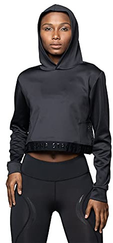 Strong iD Workout Pullover mit Hoodie für Frauen Fitness Athletic Sporttop Damen, Black, XL