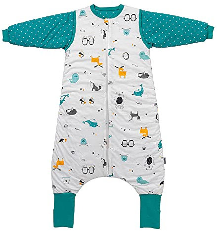 schlummersack Schlafsack mit Füßen Bio Baumwolle ganzjährig 2.5 Tog 90 cm Polarfreunde | Kinder Schlafsack mit Beinen für eine Körpergröße 90-100cm | Ganzjahres Füßen 2.5 Tog