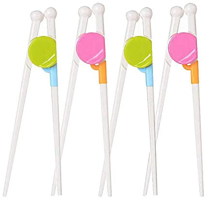 QincLing 4 Paare Kinder Essstäbchen, Stäbchen Kinder Lernen Essstäbchen Mehrweg Training Chopsticks Wiederverwendbare Stäbchen Kinder Essen mit Helfer für Anfänger Rechts- Und Linkshänder