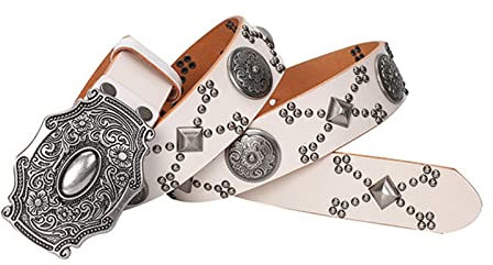 JIARY Nietengürtel Punk Rock Nietengürtel Fäden Nieten Gothic Gürtel mit Hellen Nieten für Damen Gothic Kleidung Accessoires,Schwarz,130CM/51.1''