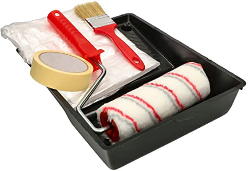 KOTARBAU® Malersatz Multikolor mit Farbwanne 5 Artikel Alles Notwendige zum Malen Komplettes Malerset mit Farbwalze 180 mm Rollengrif Malerfolie